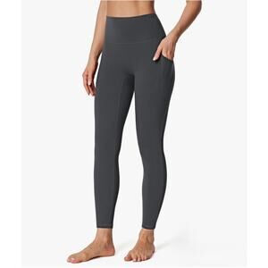IUGA Compression Fleece Lined Leggings Womens M Gray No Front Seam Yoga Pockets